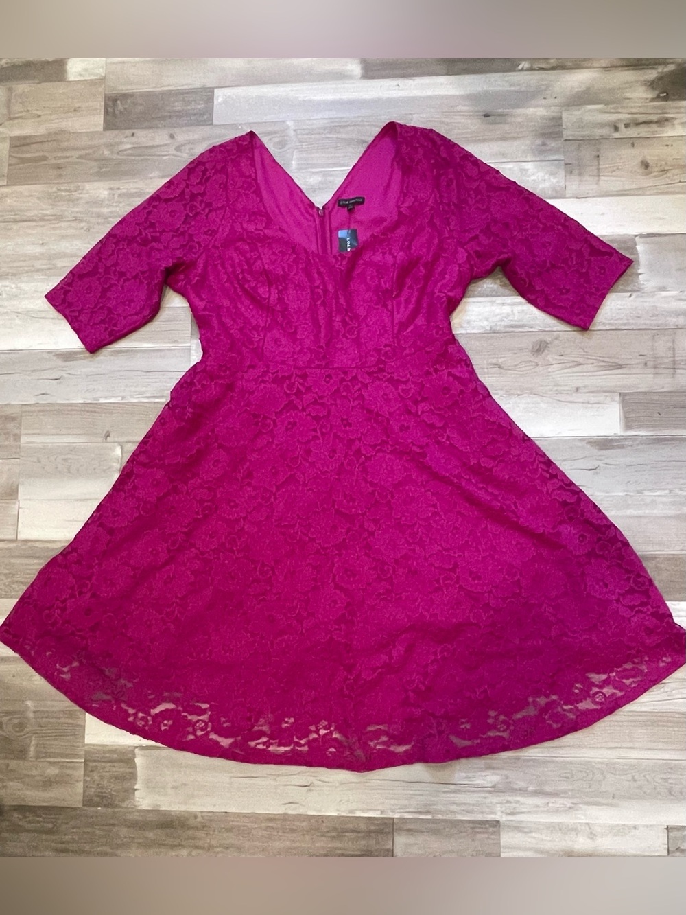 Lane Bryant Lace Fit Flare Dress Women 26 Fuchsia Pink NWT Plus Size